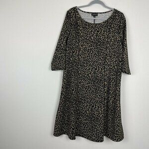 Lane Bryant Leopard Print Knit Dress 3/4 Sleeve A-line dress Size 14/16
